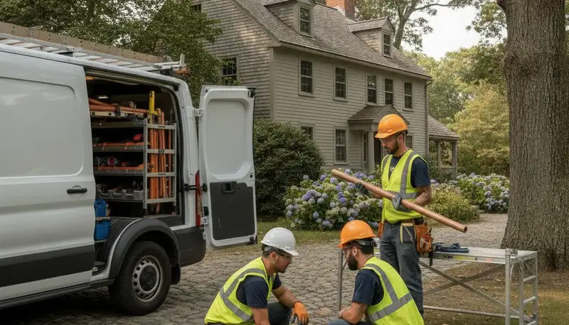 Professional Beverly, MA plumber repairing a residential pipe leak for plumbing service