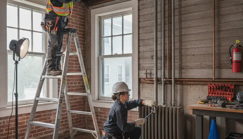 Professional Beverly, MA plumber repairing a residential pipe leak for plumbing service call