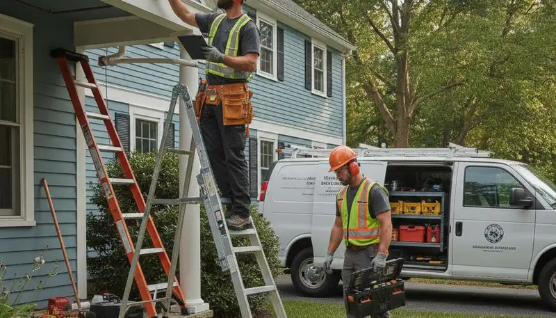 Beverly, MA plumbing repair technician servicing a residential pipe leak