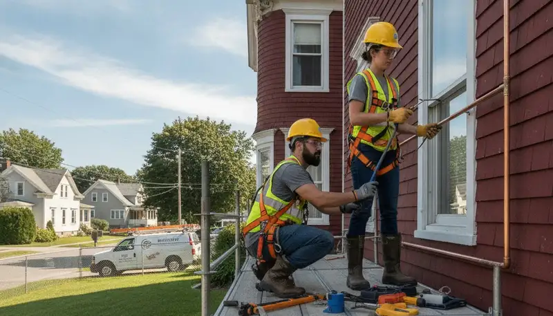 Plumber repairing a pipe in Beverly, MA for reliable plumbing service