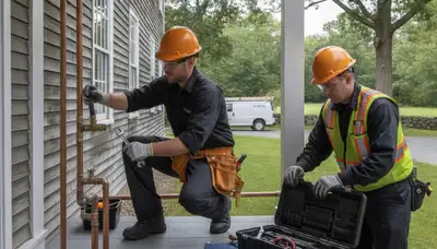 Professional Beverly, MA plumber repairing residential plumbing system for local service call