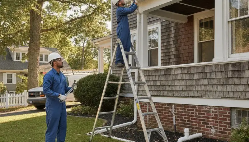 Professional Beverly, MA plumber repairing a residential pipe for plumbing service call